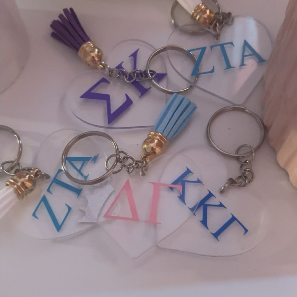 Custom Sorority Heart Keychains